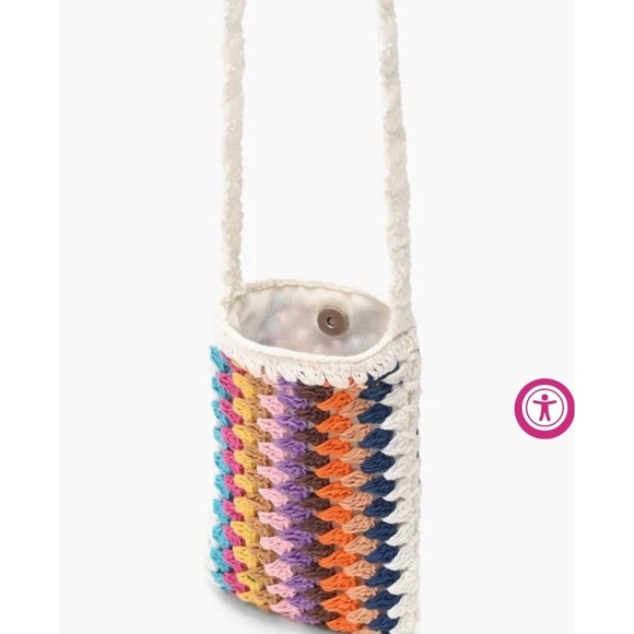 America & Beyond Classic Hand Crochet Long Shoulder Strap Mini Cell Phone Bag - Picture 2 of 12
